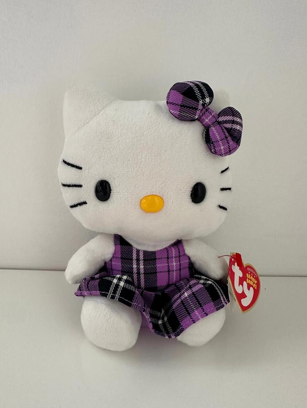 Ty Beanie Baby Vintage “Hello Kitty” the Purple Plaid Hello Kitty (5.5 inch)